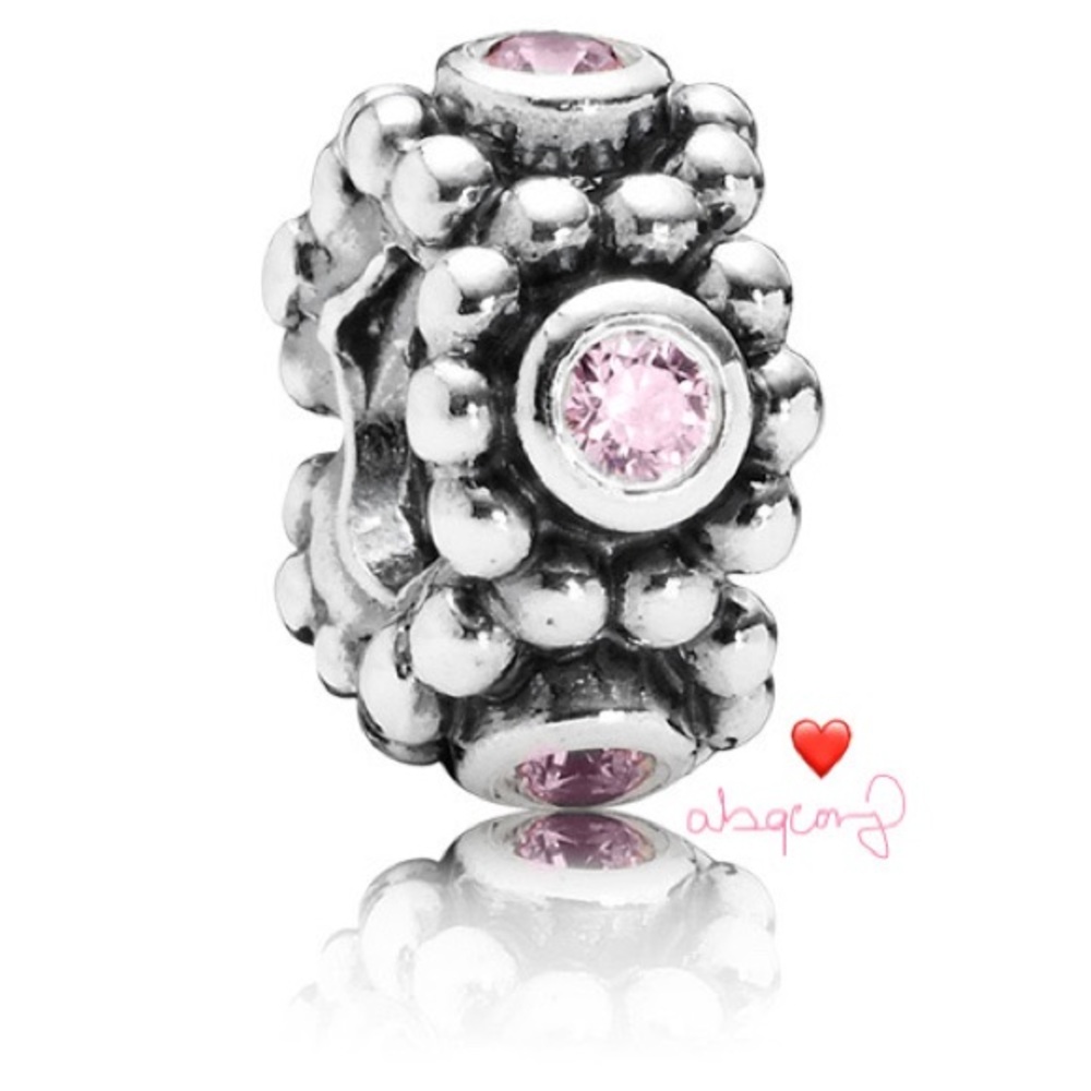 EUC Pandora 791122PCZ Sterling Silver Her Majesty Spacer W/ Pink Zirconia